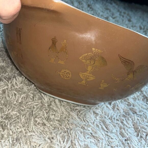 Pyrex Early Americana Cinderella 4 Qt Casserole Mixing Bowl Brown Americana 444 - Picture 8 of 16